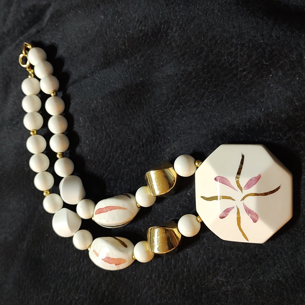 Hand Painted Porcelain Pendant Necklace